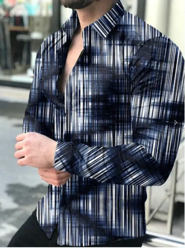 Men's Black Red Stripe Long Sleeve Shirt - Image 2