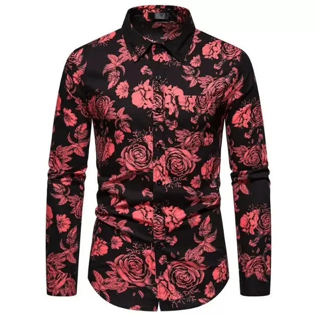 Men's Black Red Stripe Long Sleeve Shirt - Image 8