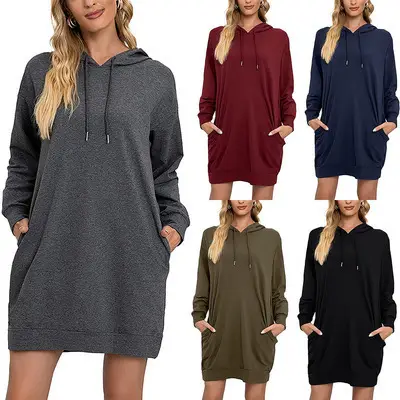 2025 Women Hooded Sweatshirt Grey Long Sleeve Loose Fit - Image 4