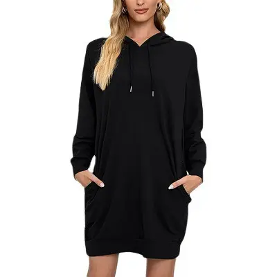 2025 Women Hooded Sweatshirt Grey Long Sleeve Loose Fit - Image 6