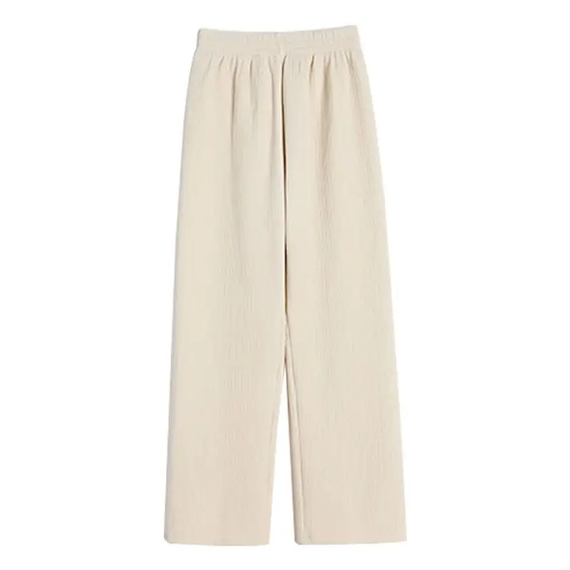 Women Fleece Lined Wide Leg Pants White Winter Warm