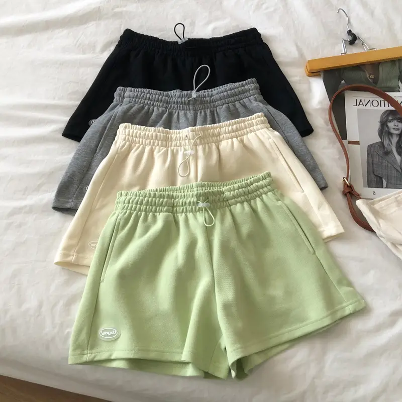 Women Grey 2022 Summer Casual Shorts Wide Leg Hot Pants - Image 6
