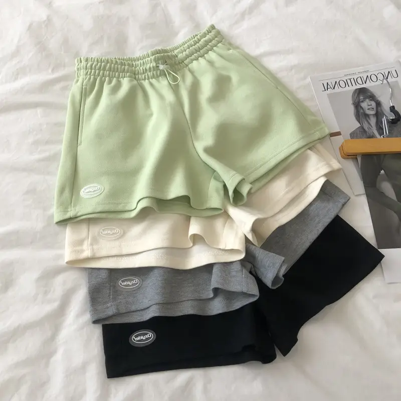 Women Grey 2022 Summer Casual Shorts Wide Leg Hot Pants - Image 8