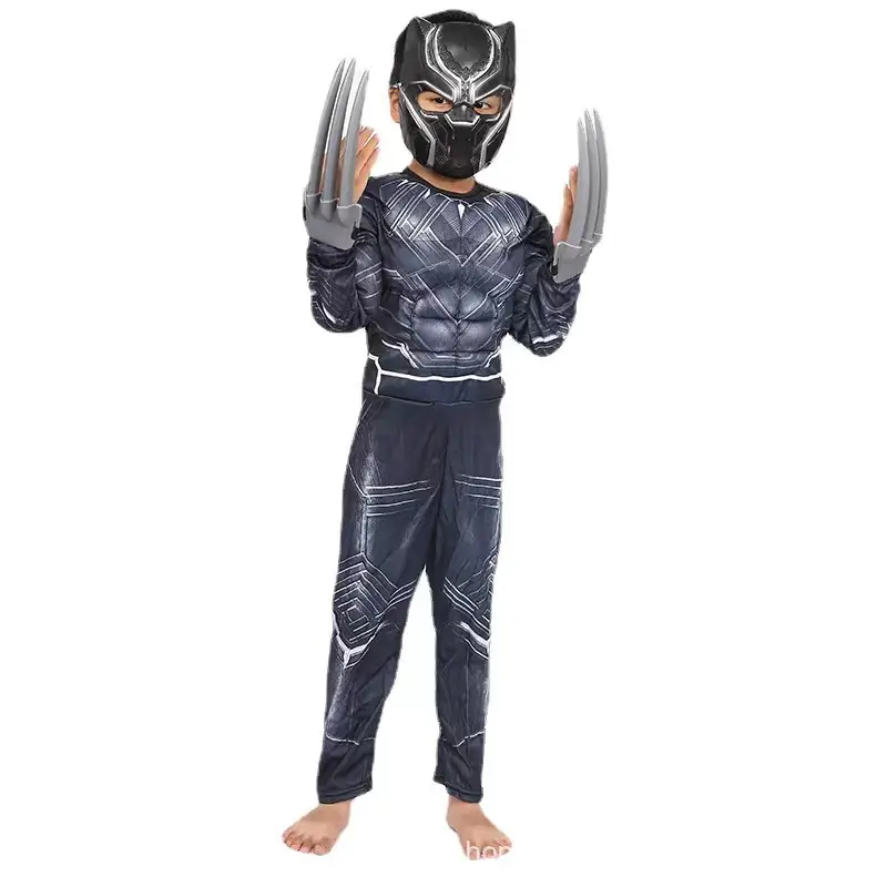 Halloween Kids Black Panther Cosplay Suit Muscle Suit - Image 3