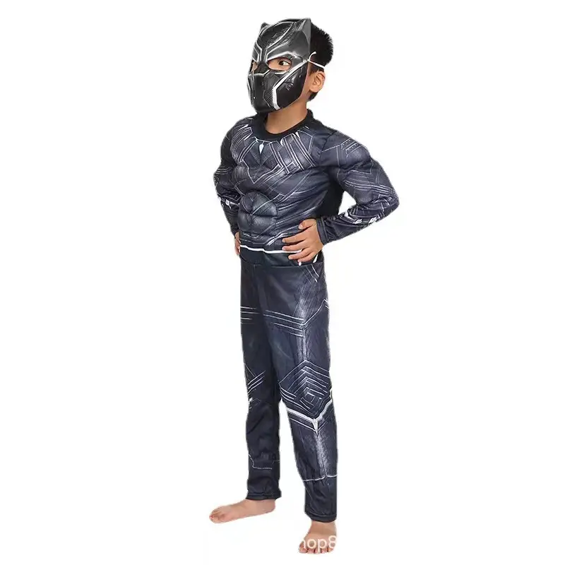 Halloween Kids Black Panther Cosplay Suit Muscle Suit - Image 4