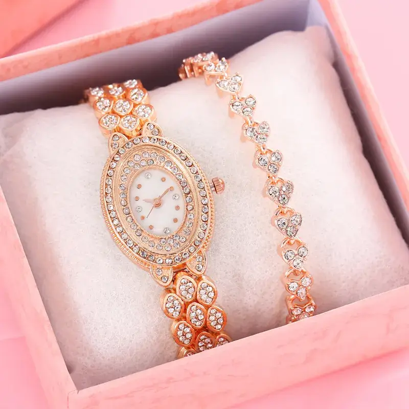 Women's Diamond Quartz Watch Set with Bracelet - Image 7