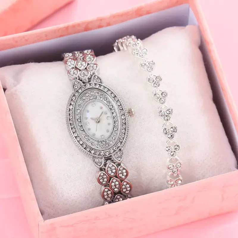 Women's Diamond Quartz Watch Set with Bracelet - Image 9