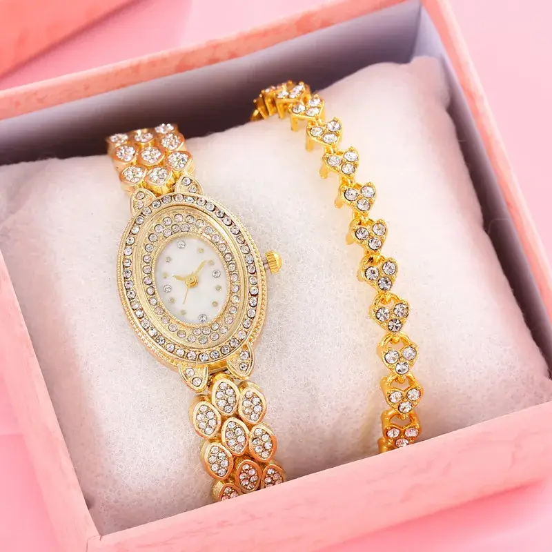 Women's Diamond Quartz Watch Set with Bracelet - Image 8