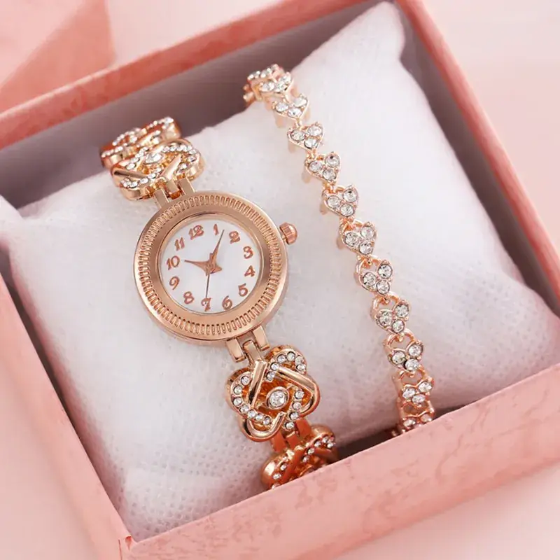Women's Diamond Quartz Watch Set with Bracelet - Image 10