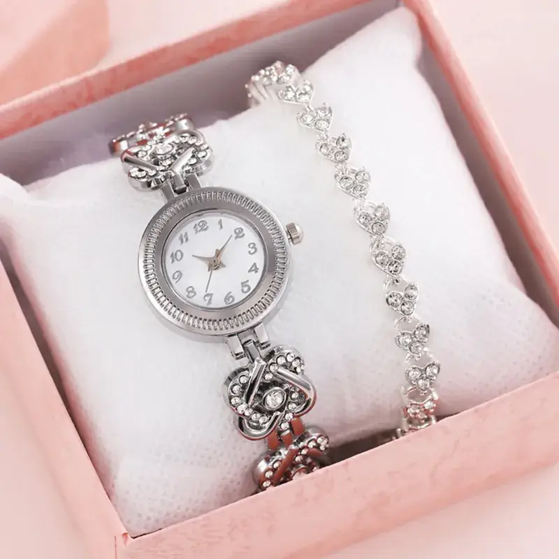 Women's Diamond Quartz Watch Set with Bracelet - Image 12