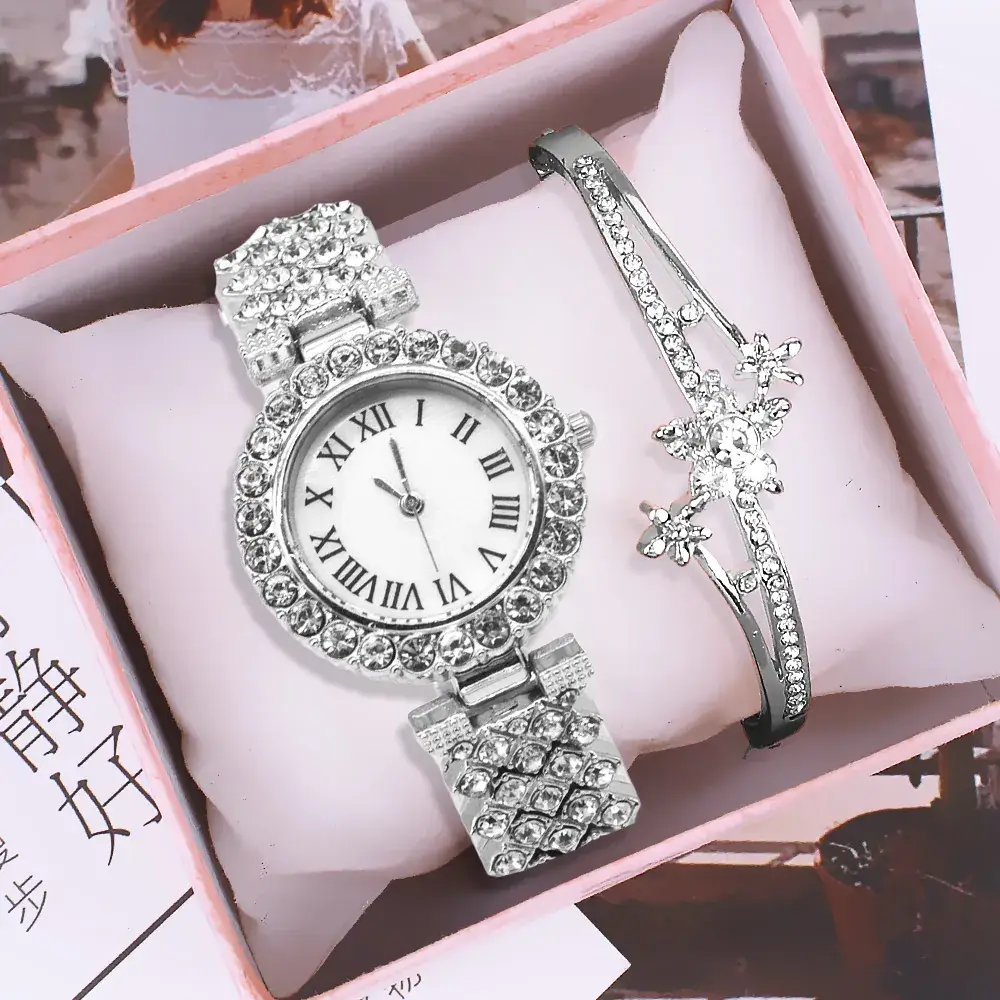 Women's Diamond Quartz Watch Set with Bracelet - Image 14