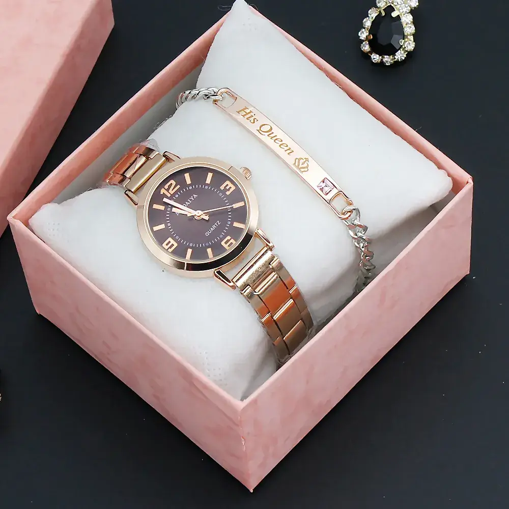 Women's Diamond Quartz Watch Set with Bracelet - Image 16
