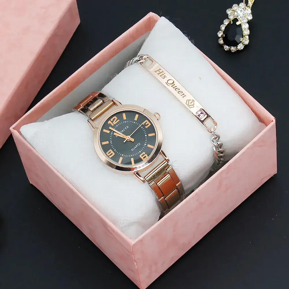 Women's Diamond Quartz Watch Set with Bracelet - Image 17