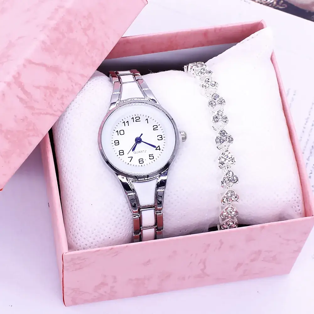 Women's Diamond Quartz Watch Set with Bracelet - Image 22