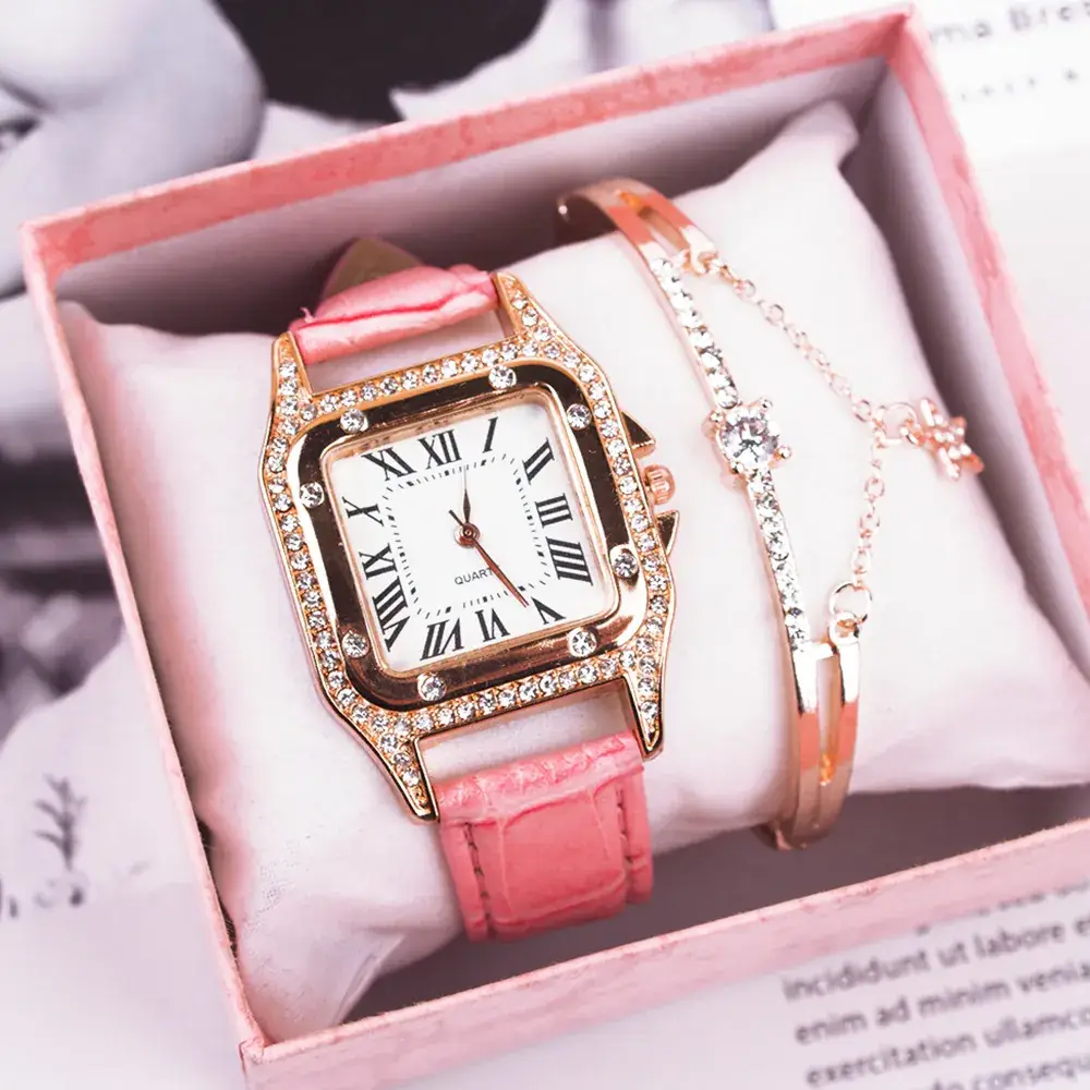 Women's Diamond Quartz Watch Set with Bracelet - Image 23