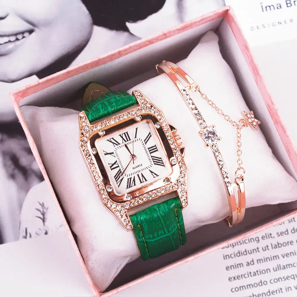 Women's Diamond Quartz Watch Set with Bracelet - Image 26