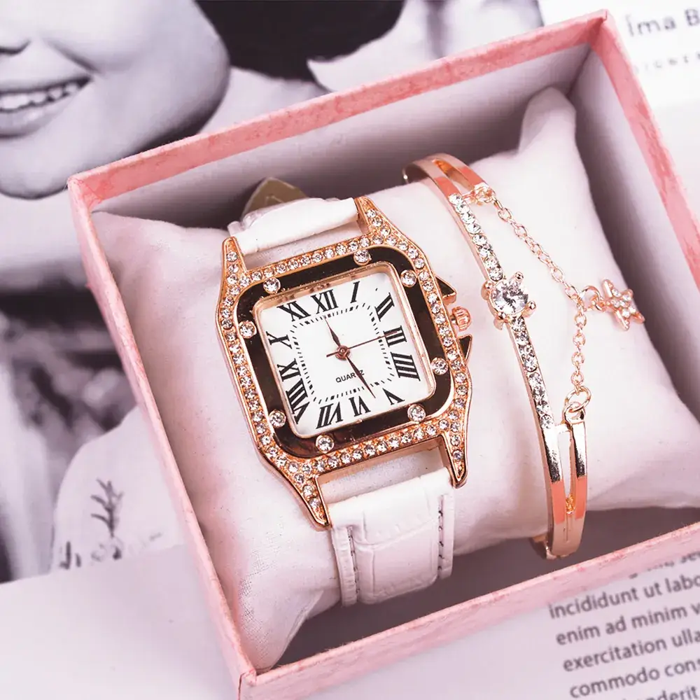 Women's Diamond Quartz Watch Set with Bracelet - Image 27