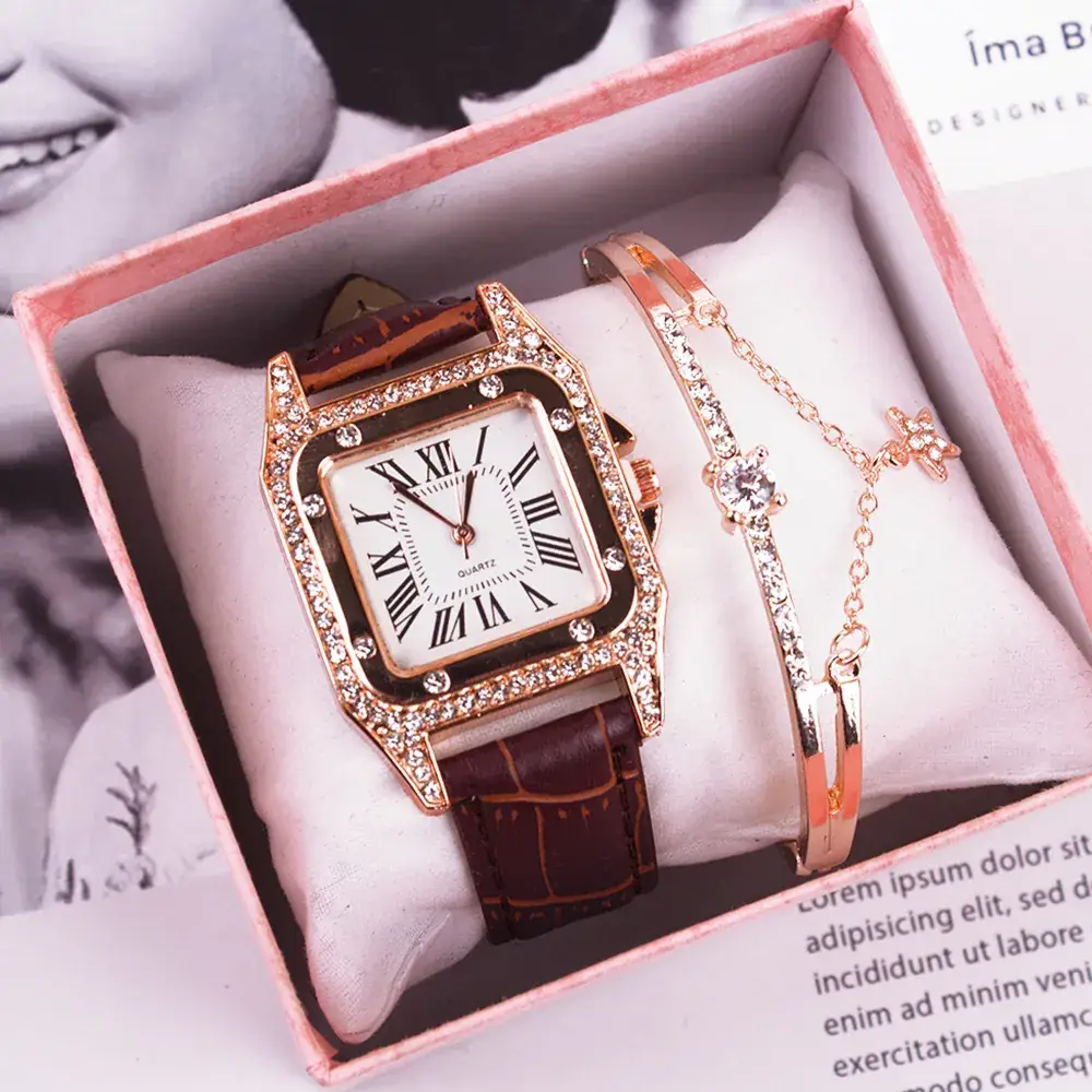 Women's Diamond Quartz Watch Set with Bracelet - Image 28