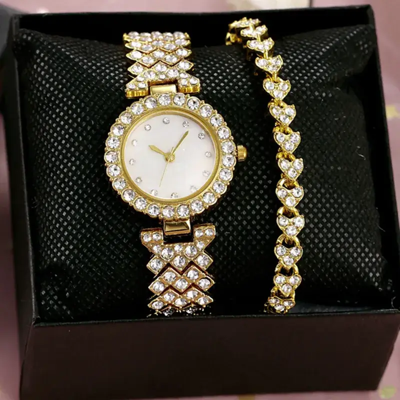 Women's Diamond Quartz Watch Set with Bracelet - Image 37