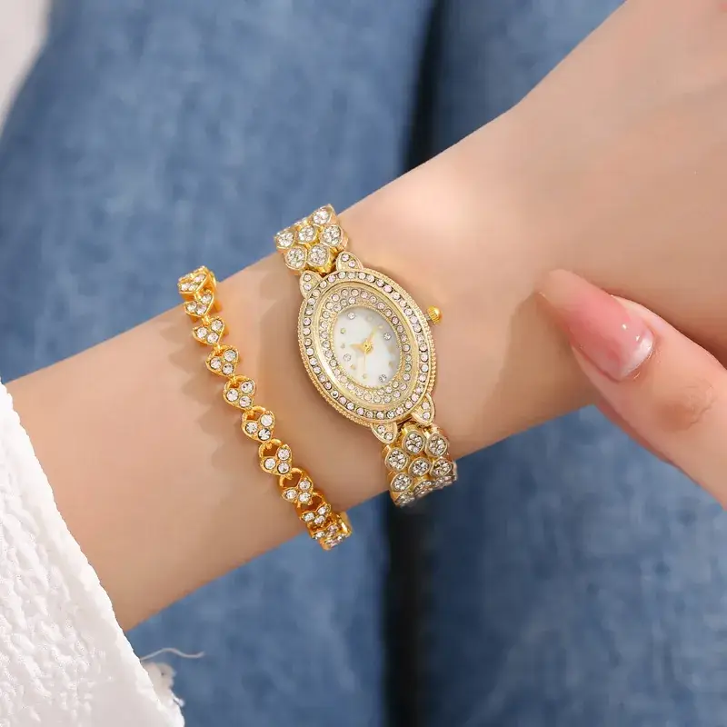 Women's Diamond Quartz Watch Set with Bracelet - Image 5