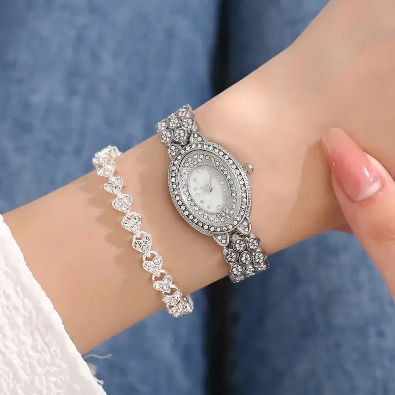 Women's Diamond Quartz Watch Set with Bracelet - Image 6
