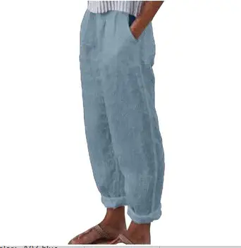 White Cotton Linen Casual Pants with Straight Pocket - Image 18