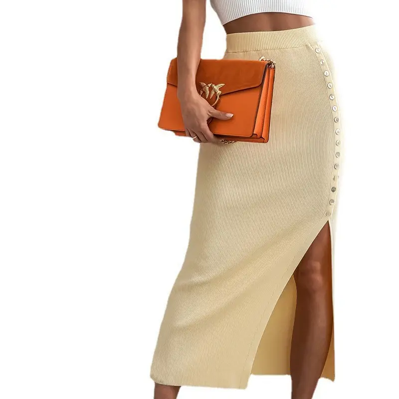 2023 Green Ribbed Skirt Large Hem Women - Image 10