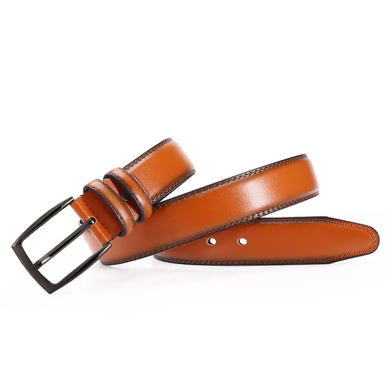 Men's Brown Leather Belt with Silver Buckle - Image 8