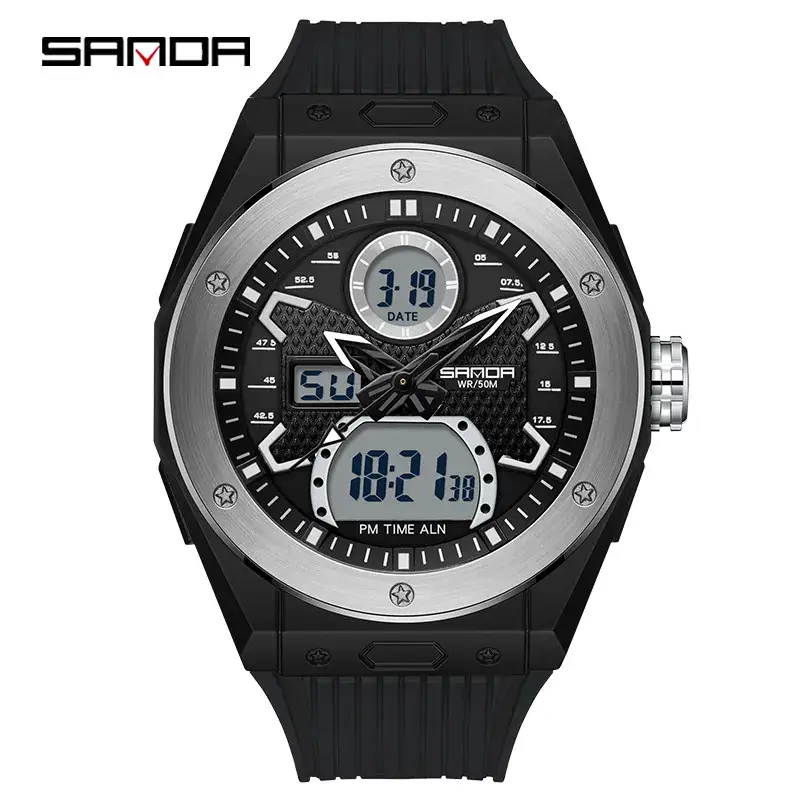 Sanda Men's Waterproof Digital Display Watch Black - Image 9