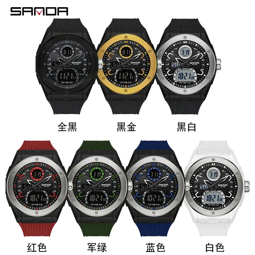 Sanda Men's Waterproof Digital Display Watch Black - Image 11
