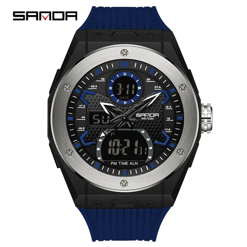 Sanda Men's Waterproof Digital Display Watch Black - Image 12
