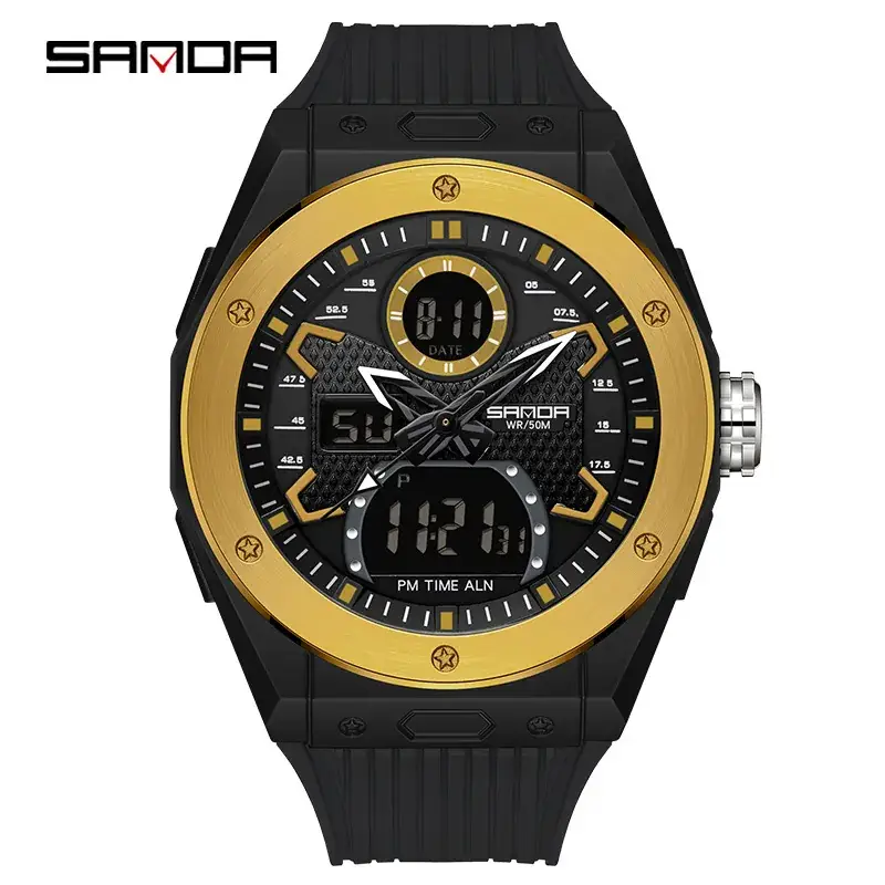 Sanda Men's Waterproof Digital Display Watch Black - Image 3