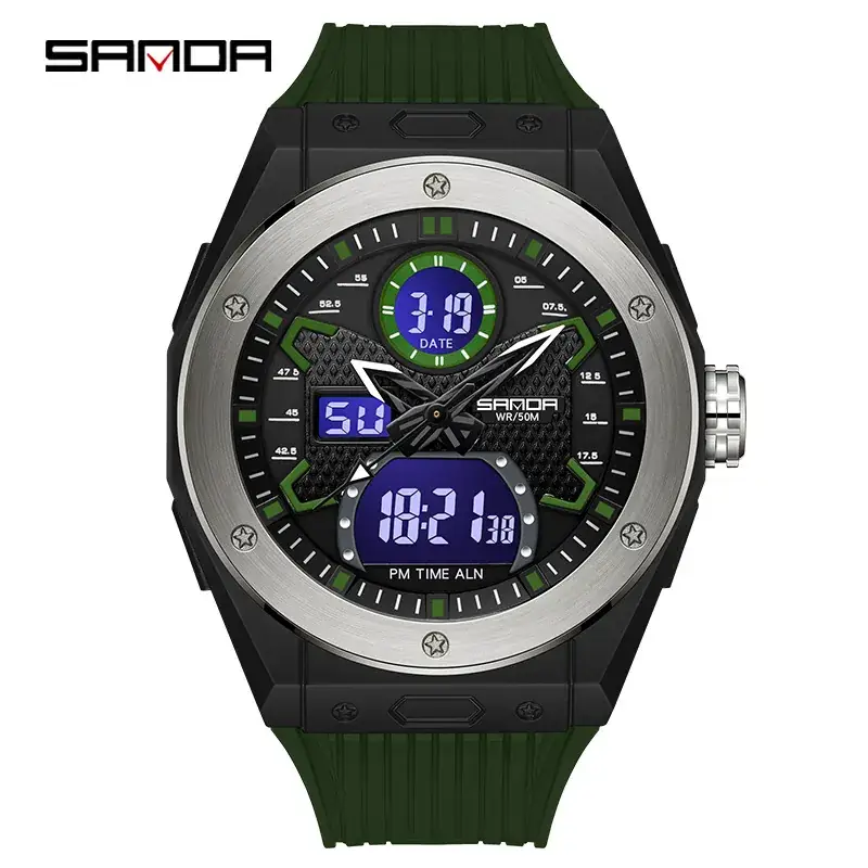 Sanda Men's Waterproof Digital Display Watch Black - Image 4