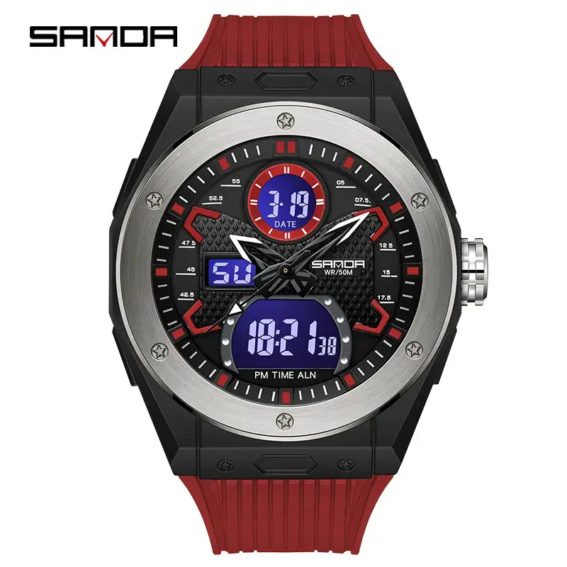 Sanda Men's Waterproof Digital Display Watch Black - Image 6