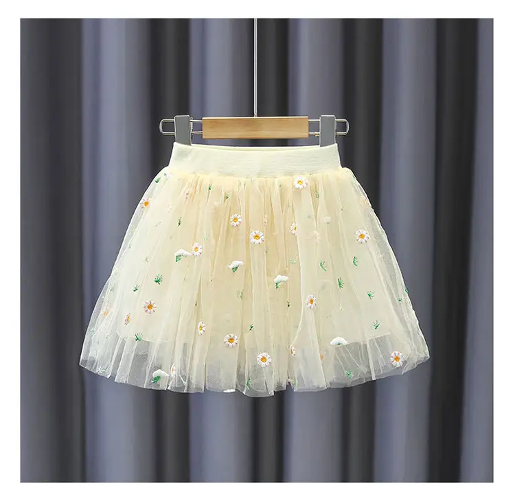 Pink Embroidered Mesh Girl Skirt 2022 Summer — feature 11