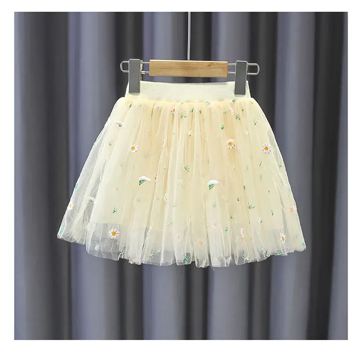 Pink Embroidered Mesh Girl Skirt 2022 Summer — feature 12