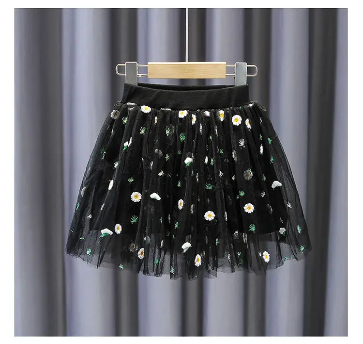 Pink Embroidered Mesh Girl Skirt 2022 Summer — feature 14