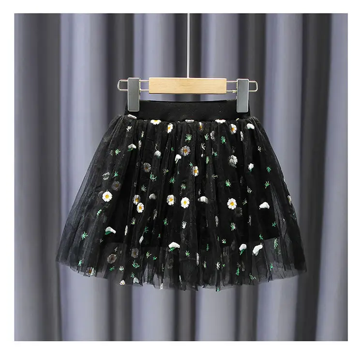 Pink Embroidered Mesh Girl Skirt 2022 Summer — feature 15