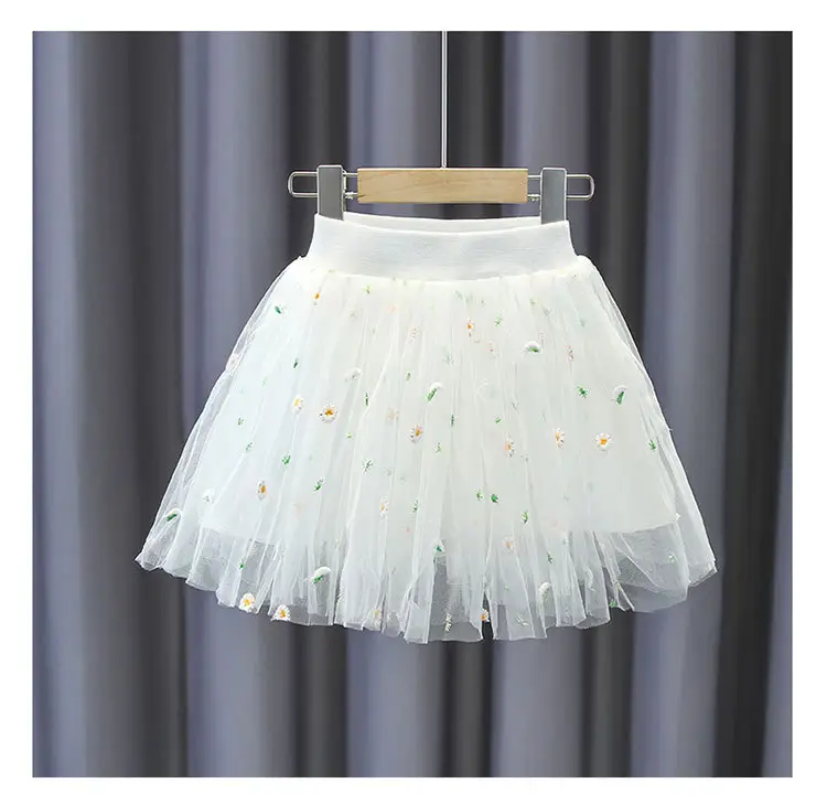 Pink Embroidered Mesh Girl Skirt 2022 Summer — feature 17