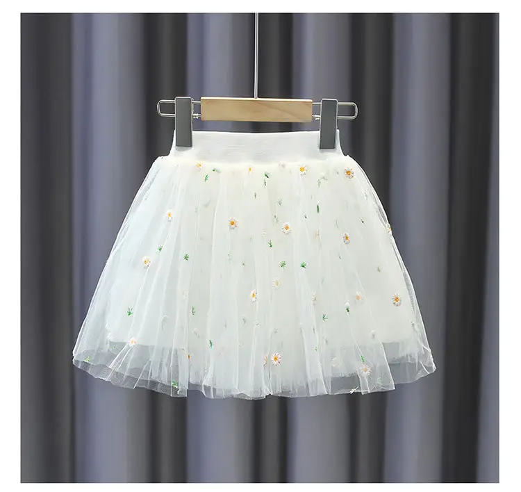 Pink Embroidered Mesh Girl Skirt 2022 Summer — feature 18