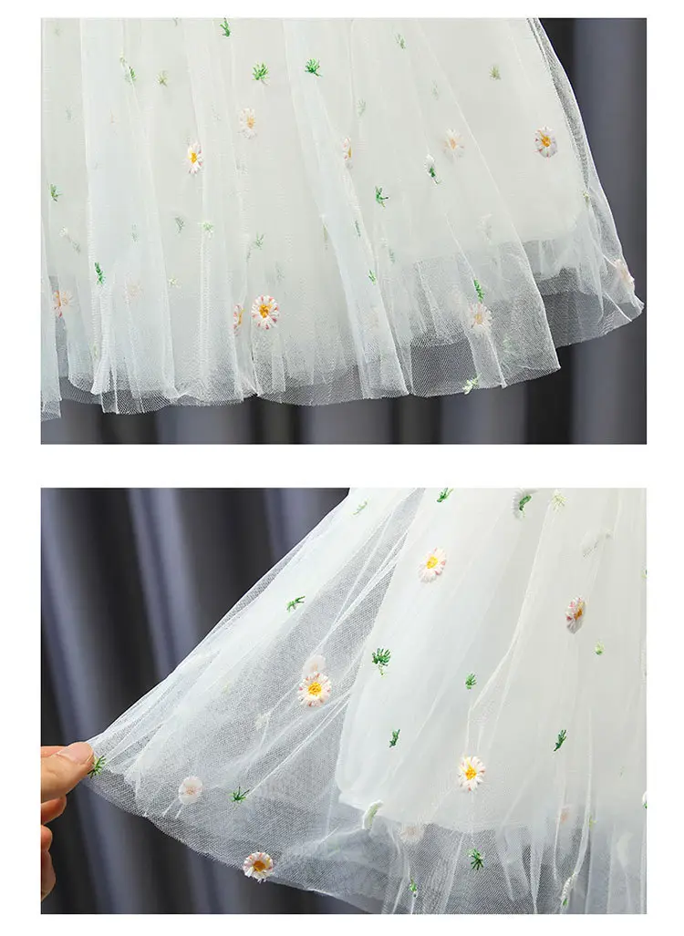 Pink Embroidered Mesh Girl Skirt 2022 Summer — feature 20