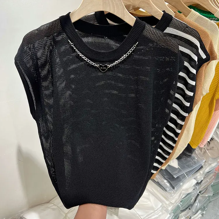 Women Ice Silk Sleeveless Knitted Top 2025 Summer - Image 2