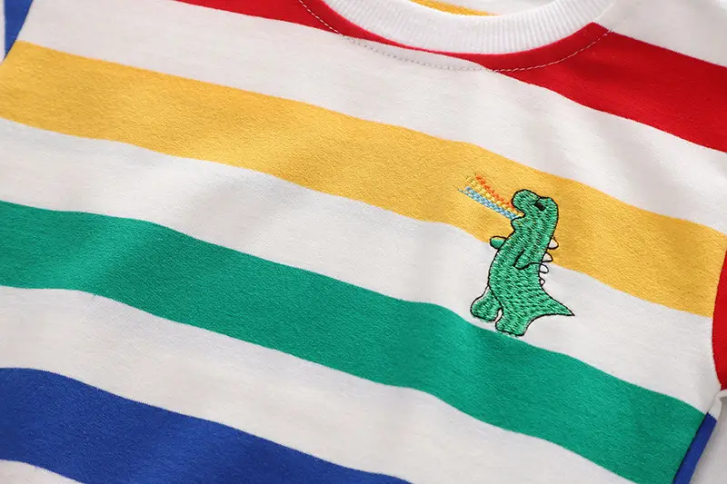 Children's Rainbow Striped T-Shirt Set for Boys 1-5Yr — feature 7