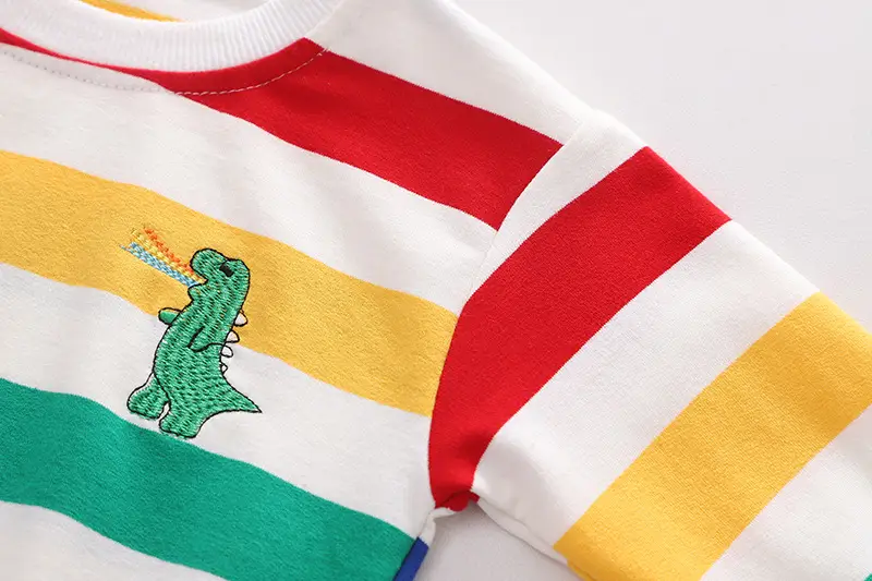 Children's Rainbow Striped T-Shirt Set for Boys 1-5Yr — feature 8