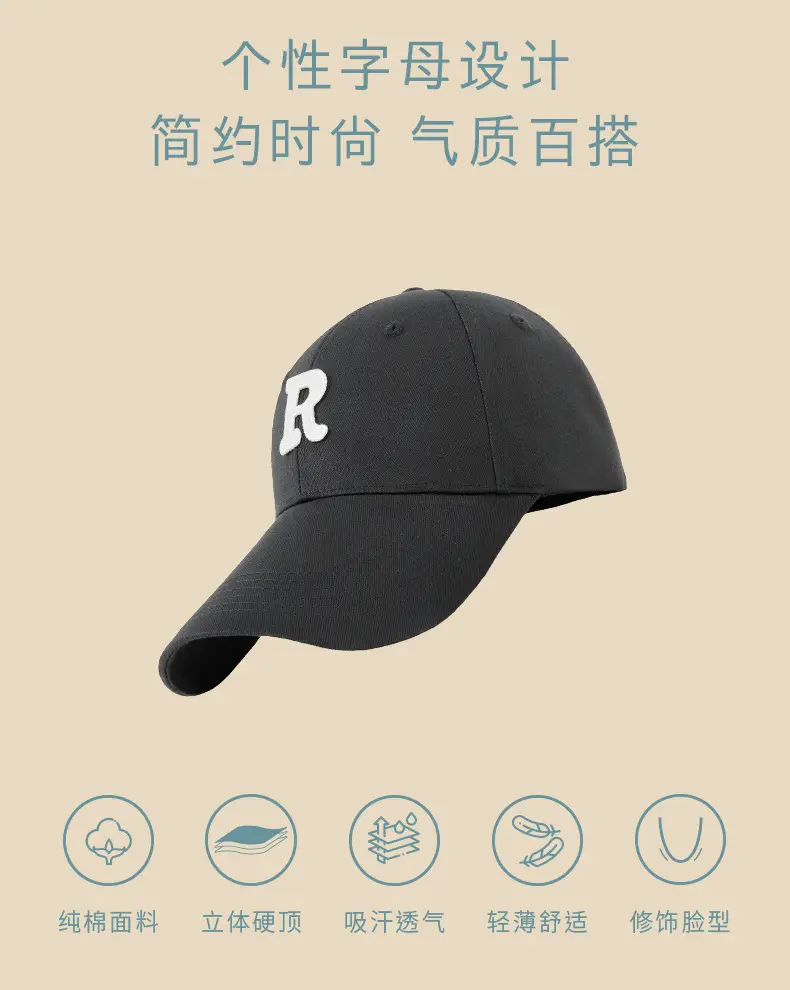 Red Baseball Cap with R Logo for Men Women — feature 4