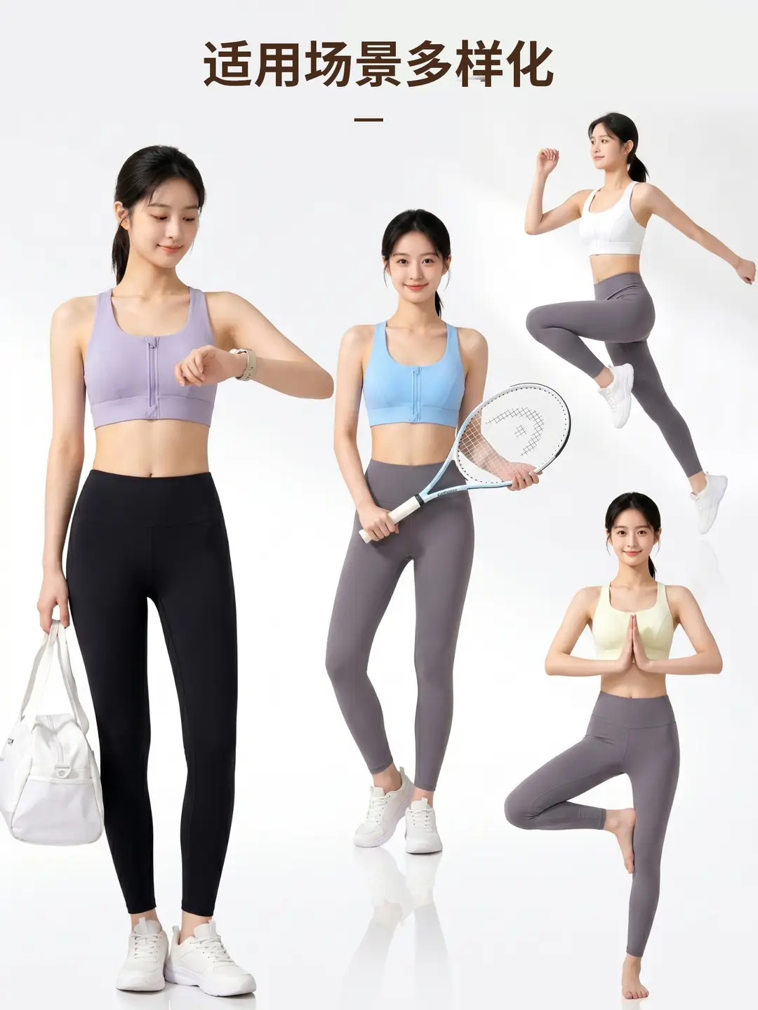 Chuanton Front Zipper Sports Bra Shock-Proof High-Strength All-In-One Fixed Cup Outer Wear Fitness Yoga Vest Bra
