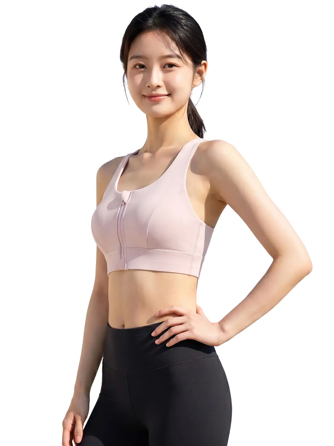 Chuanton Front Zipper Sports Bra Shock-Proof High-Strength All-In-One Fixed Cup Outer Wear Fitness Yoga Vest Bra