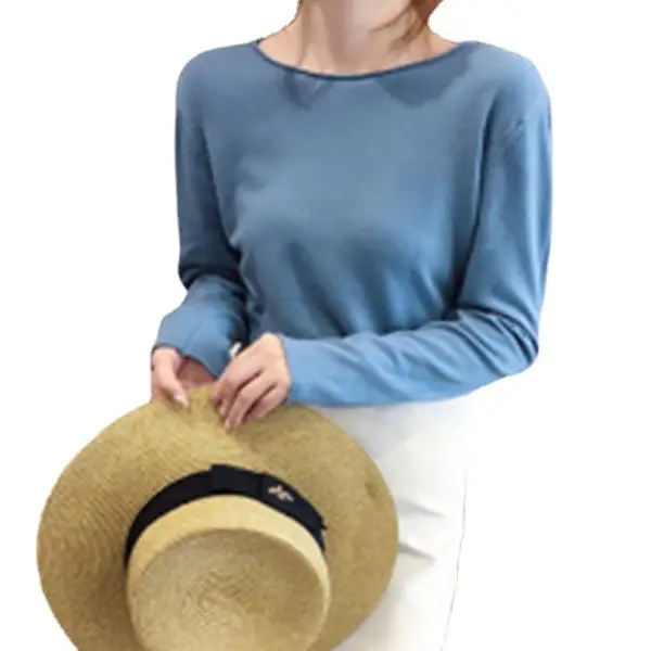 Women Green Knitted Round Neck Sweater Spring 2025 - Image 15