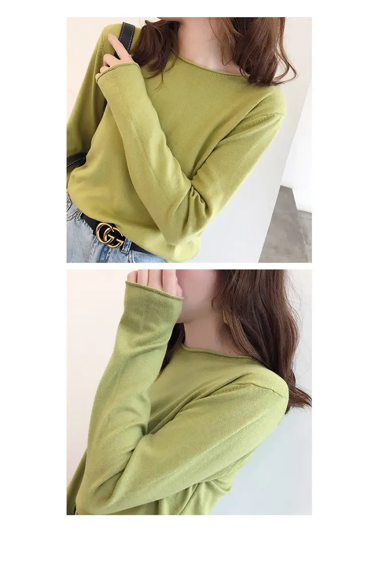 Women Green Knitted Round Neck Sweater Spring 2025 — feature 25