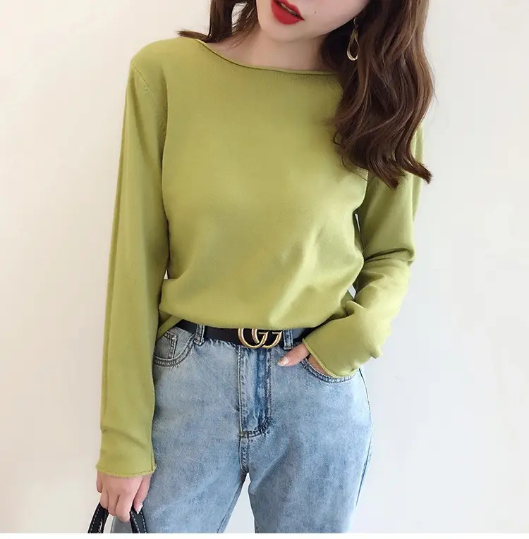 Women Green Knitted Round Neck Sweater Spring 2025 — feature 36
